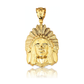 Indian Chief Head Pendant - 10K Yellow Gold
