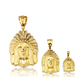 Indian Chief Head Pendant - 10K Yellow Gold