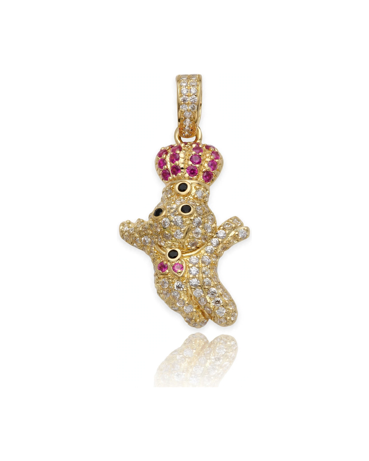 Clown Figure Pendant with CZ - 10K Gold