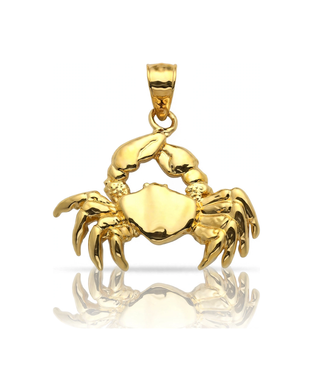 Crab Pendant with Wide Claws - 10K Yellow Gold