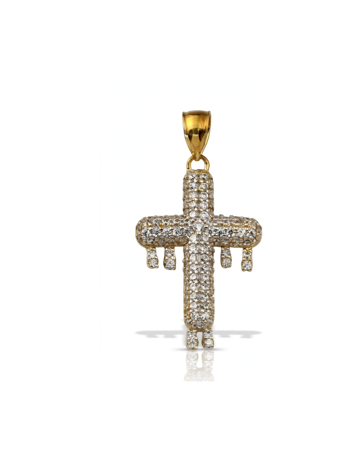 Cross Pendant with CZ Drip Ends - 10K Gold