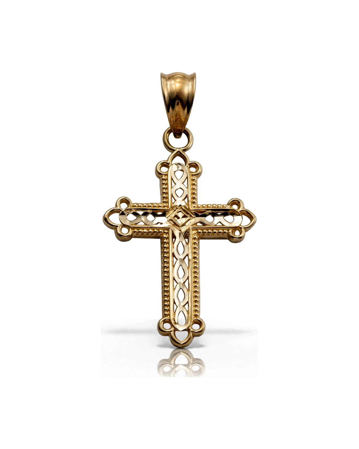 Cross Pendant Ornate Frame - 10K Yellow Gold