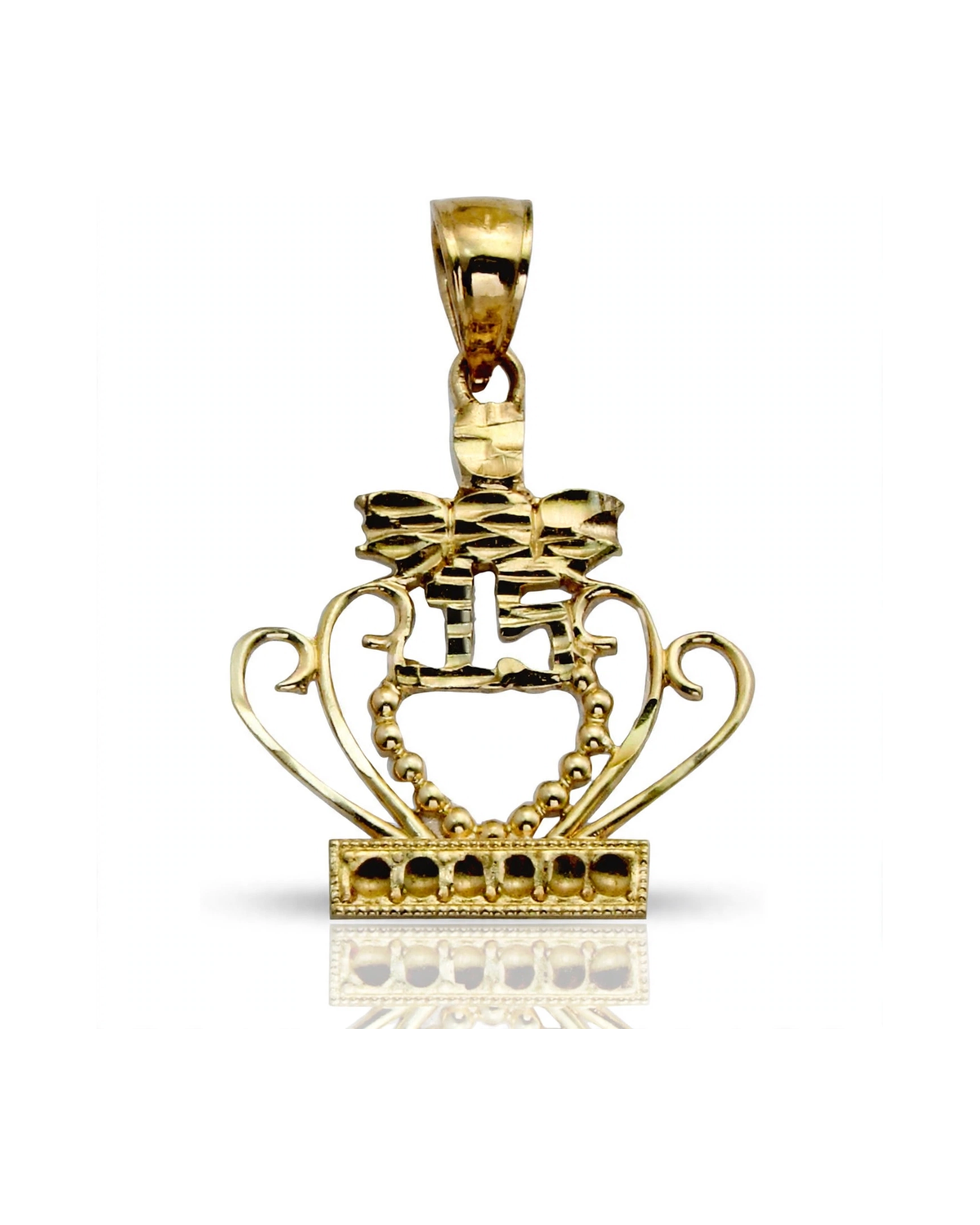 Crown Pendant with Chai Symbol - 10K Yellow Gold