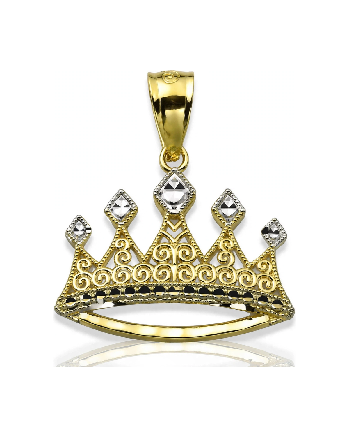 Crown Pendant with CZ Points - 10K Gold