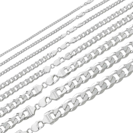Curb Link Chain Necklace Or Bracelet - 925 Sterling Silver