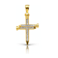 Nail Cross CZ Channel Pendant - 10K Yellow Gold