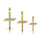 Nail Cross CZ Channel Pendant - 10K Yellow Gold