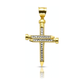 Nail Cross CZ Row Pendant - 10K Yellow Gold