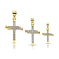Nail Cross CZ Row Pendant - 10K Yellow Gold