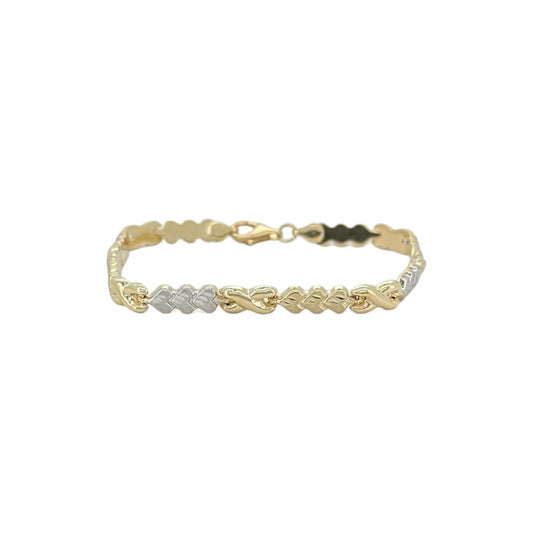 Small triple heart bracelet - 10k gold two tone