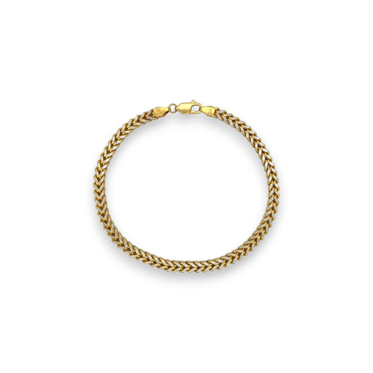Franco Box Two Tone Anklet - 10K Yellow Gold