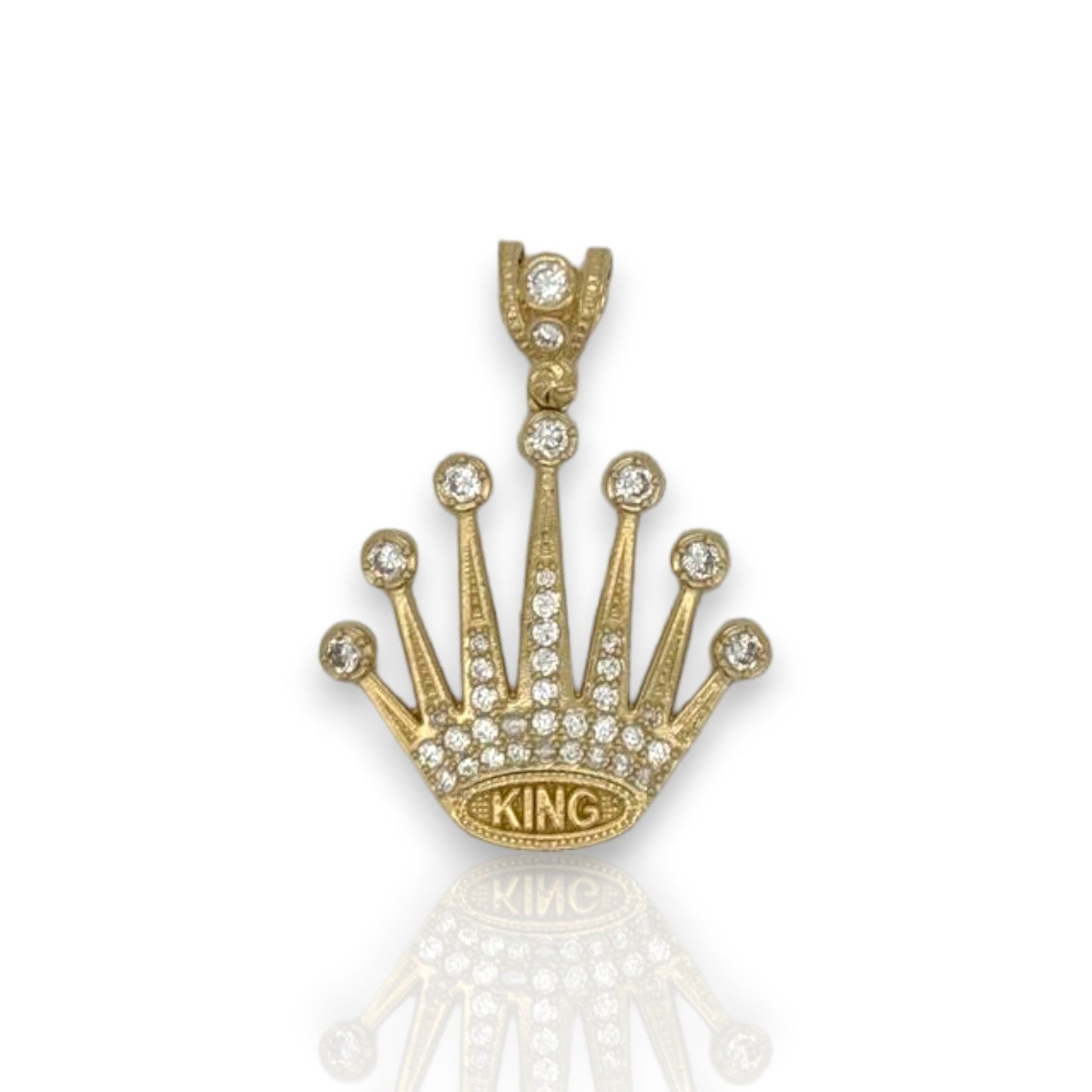 Crown "King" Cz Pendant  - 14k Yellow Gold