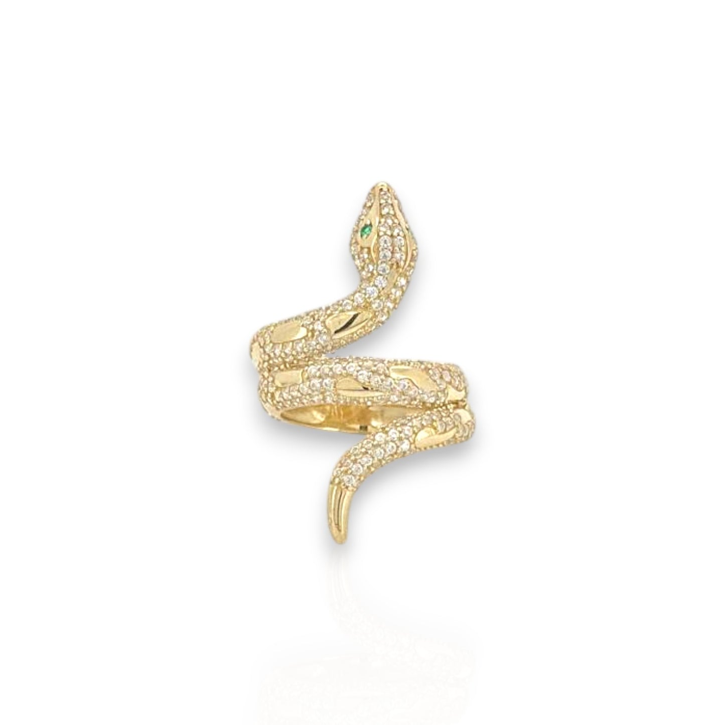 Snake CZ Ring - 10K Yellow Gold