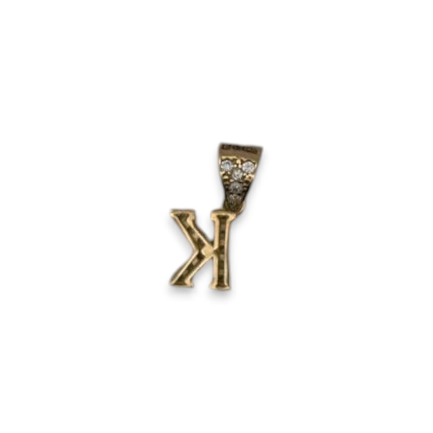 Initials CZ Pendant - 14K Yellow Gold