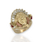 Medium Indian Chief Clear CZ - 10K Yellow Gold - Solid