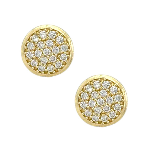 Round ZC Earrings - 10K Yellow Gold