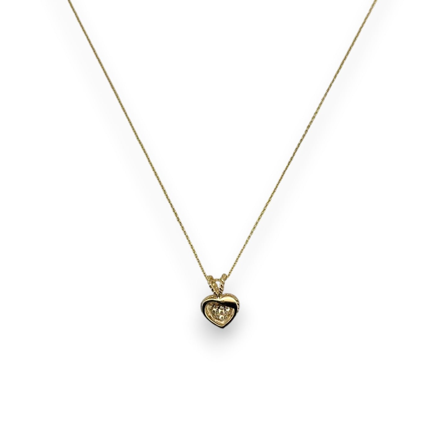 Heart Diamond Pendant With Cable Chain - 14K Yellow Gold