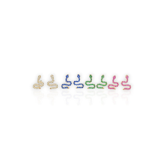 Tiny Snake CZ Stud Earrings - 10K Yellow Gold