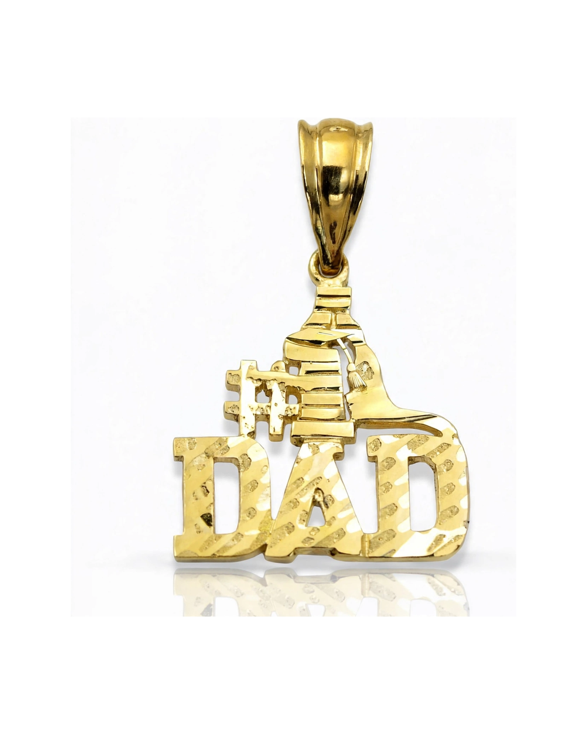 Number 1 Dad Pendant Block Letters - 10K Yellow Gold