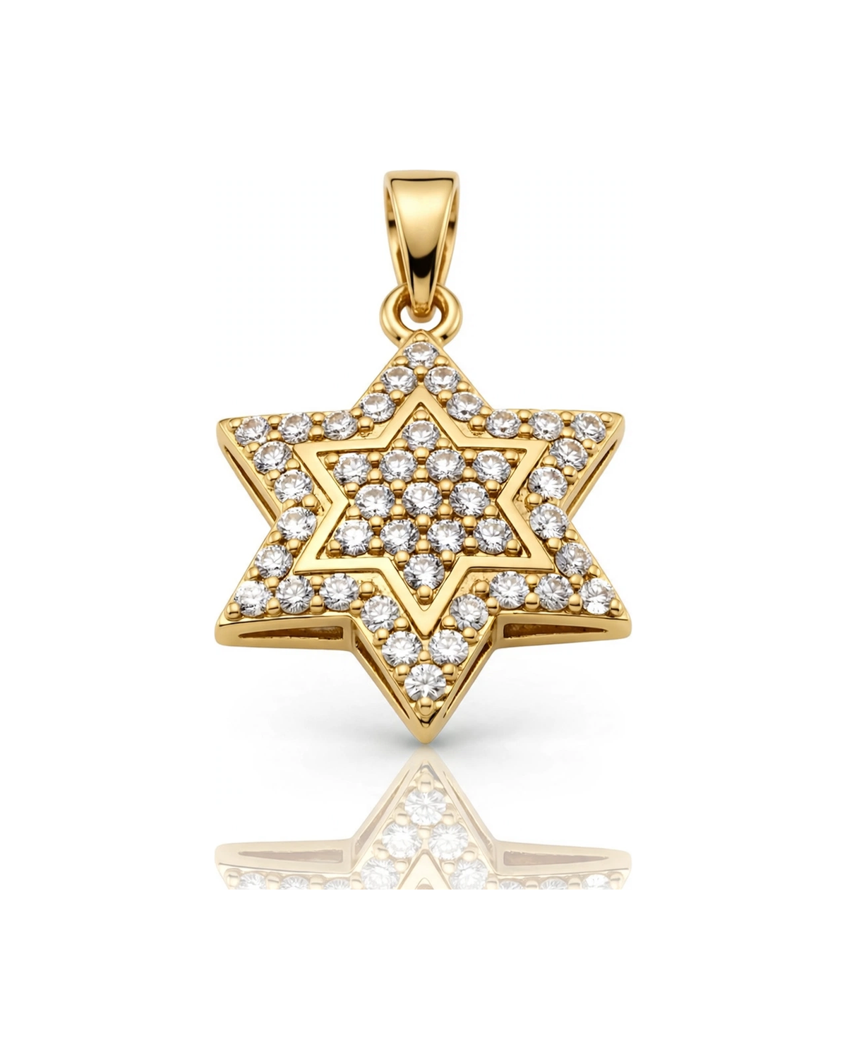 Star of David Pendant with CZ Pavé Small - 10K Gold
