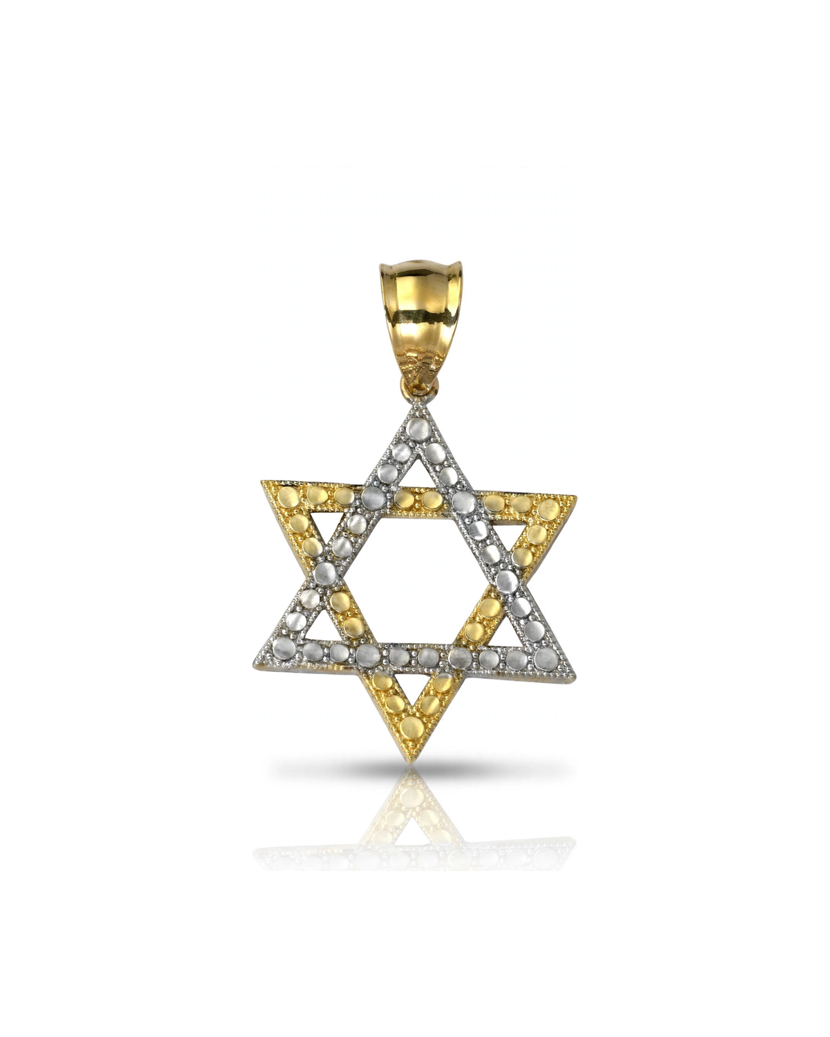 Star of David Pendant Two-Tone with CZ - 10K Gold