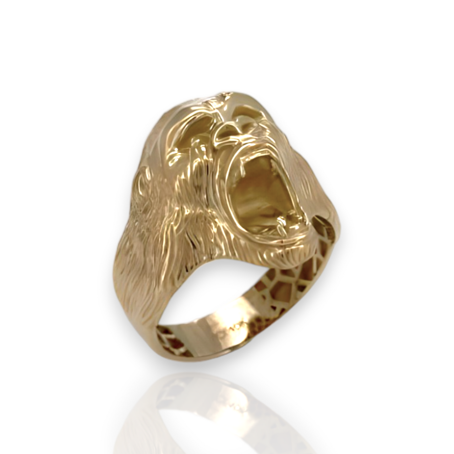 Screaming Gorilla Yellow Gold Ring  - 10K Yellow Gold