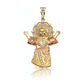 Divino Nino Pendant Tri-Tone with CZ Sash - 10K Gold