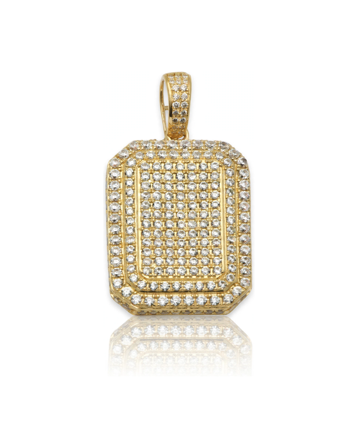 Dog Tag Pendant Full CZ Pave - 10K Gold