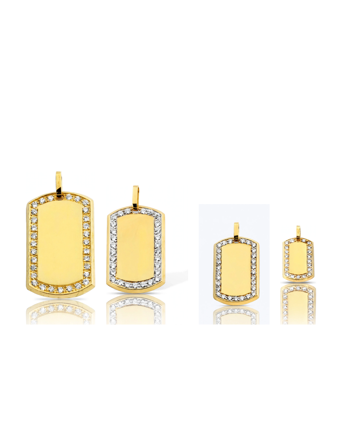 Dog Tag Pendant with CZ Border - 10K Gold