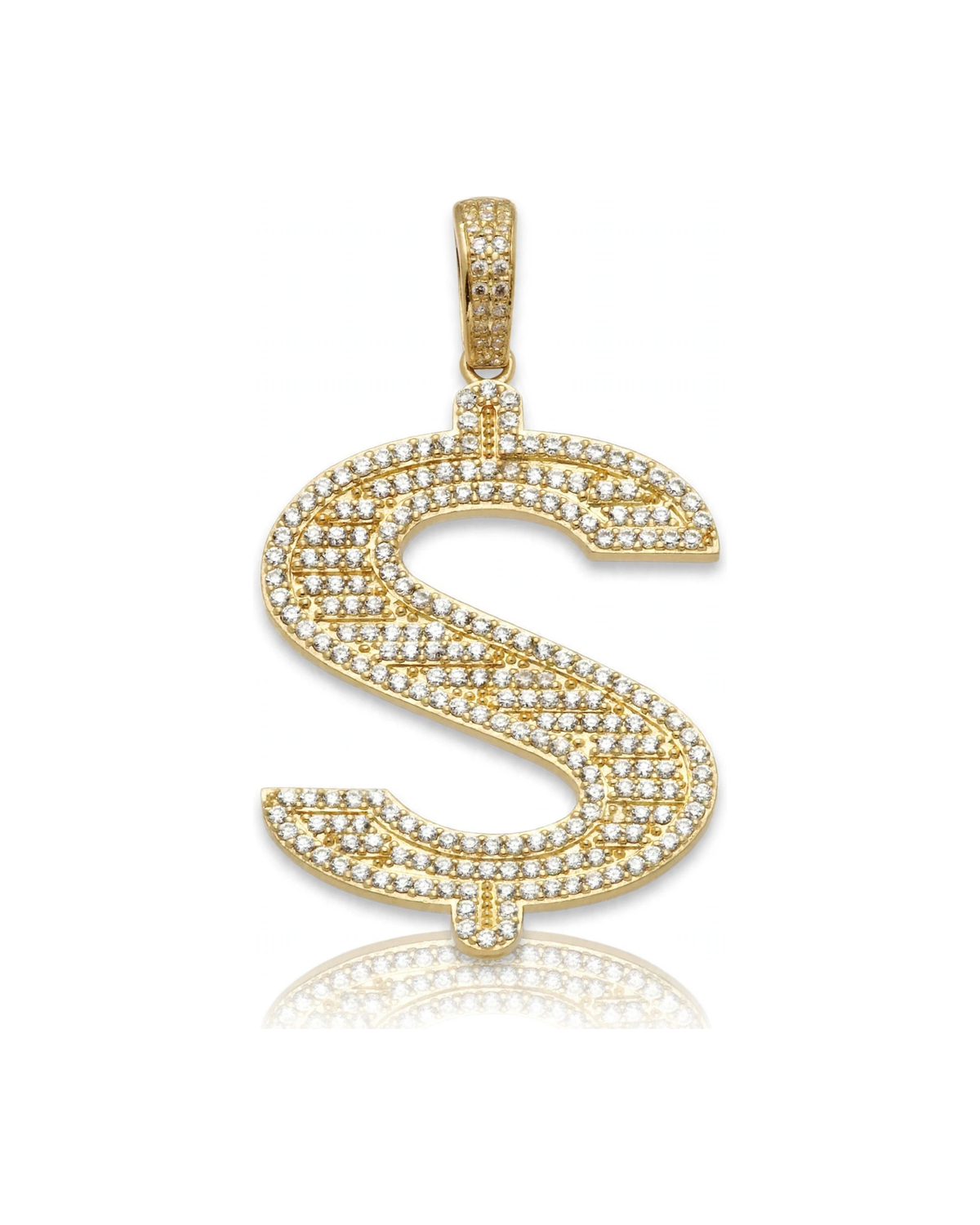 Dollar Sign Pendant CZ Large - 10K Gold
