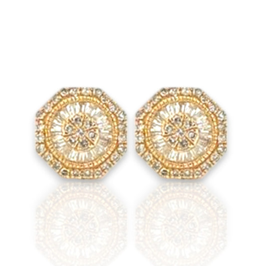 0.67ct Diamond Round Stud Earrings - 14k Yellow Gold