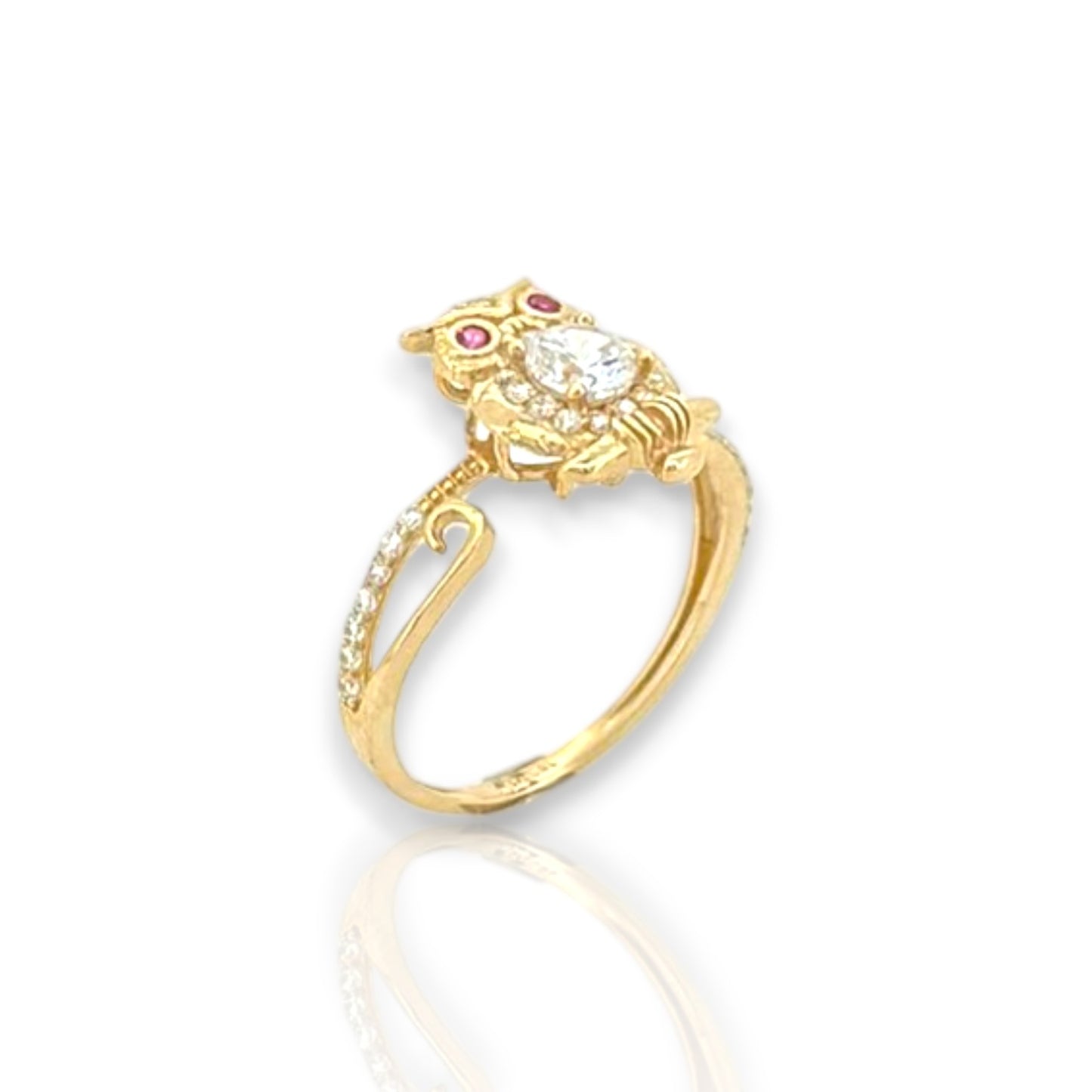 Owl Ring - 14K Yellow Gold