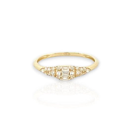 Baguette Stone Ring CZ - 10K Yellow Gold