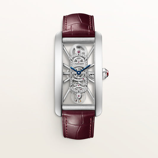 Cartier Tank Américaine Skeleton Watch WHTA0041 - Large model Platinum (950/1000), Skeleton (openworked) movement bridges Dial