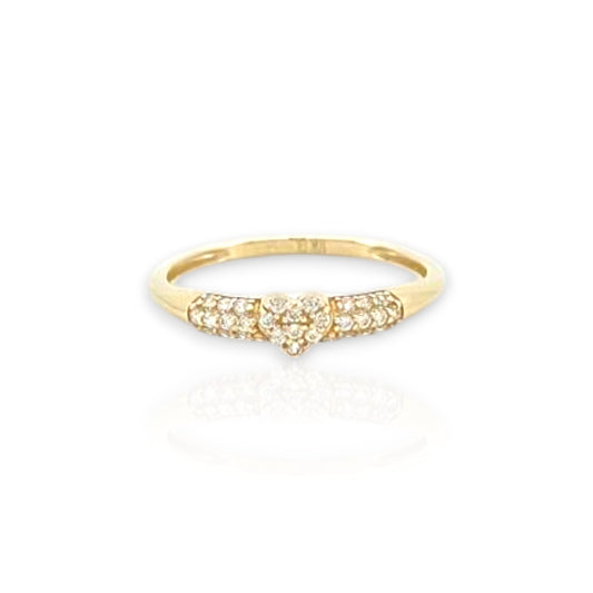 Heart Ring CZ - 10K Yellow Gold