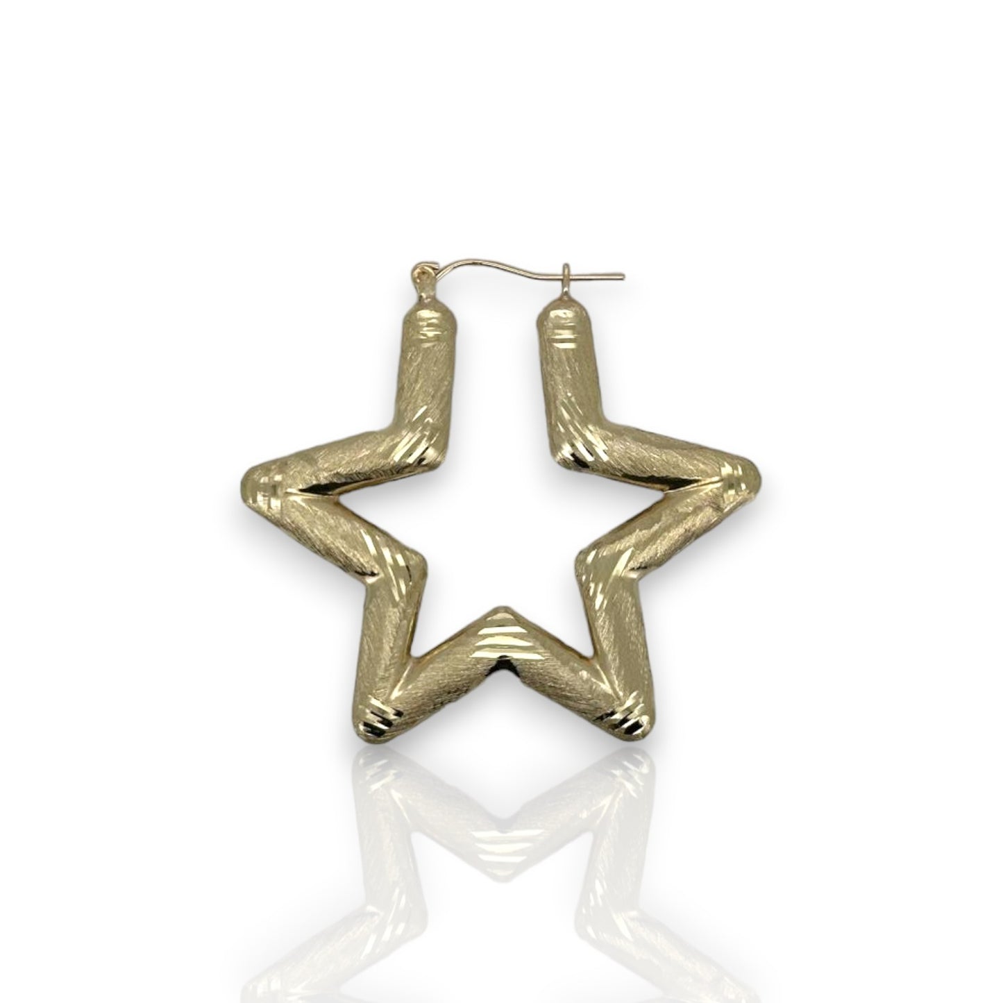 Hoop Star Earrings - 10K Yellow Gold