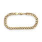 Curb Cuban Link Chain Bracelet - 10K Yellow Pave Gold - Hollow