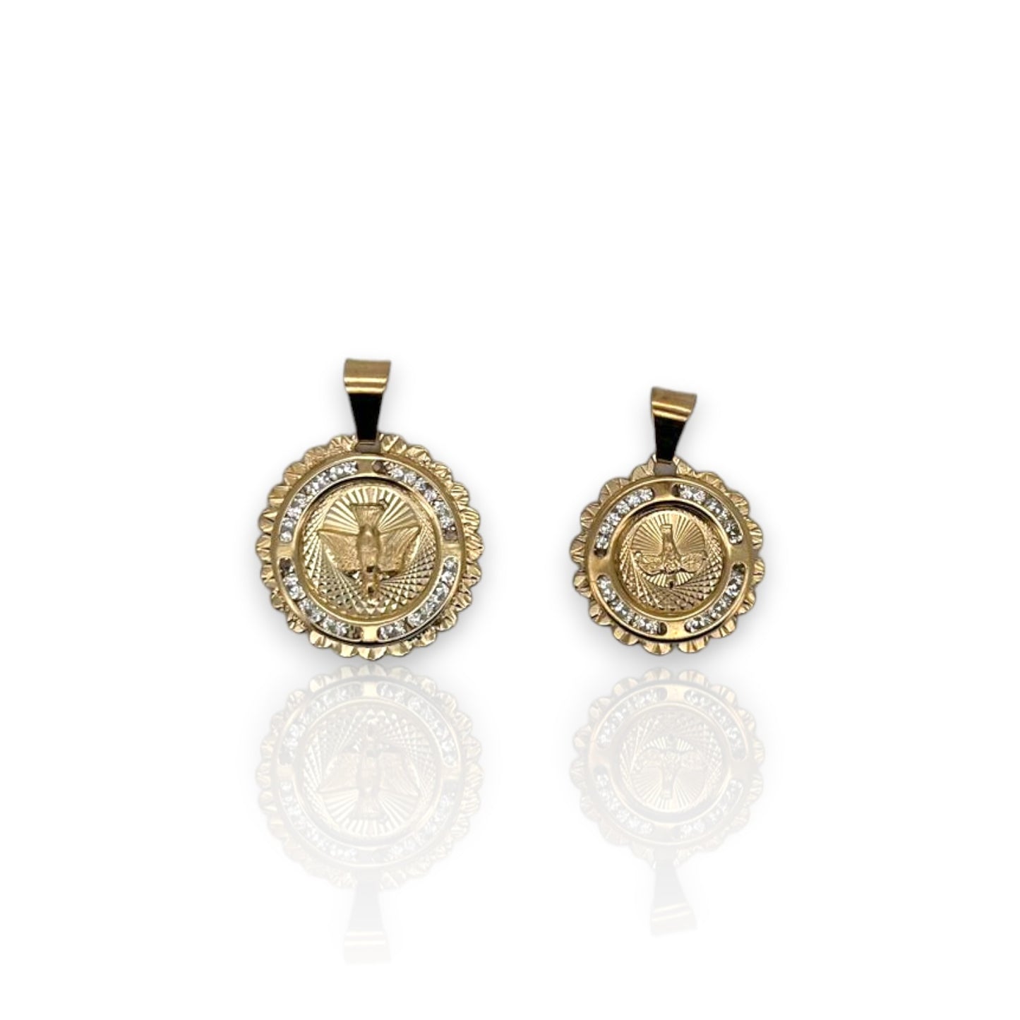 Medallion Swallow CZ - 10K Yellow Gold