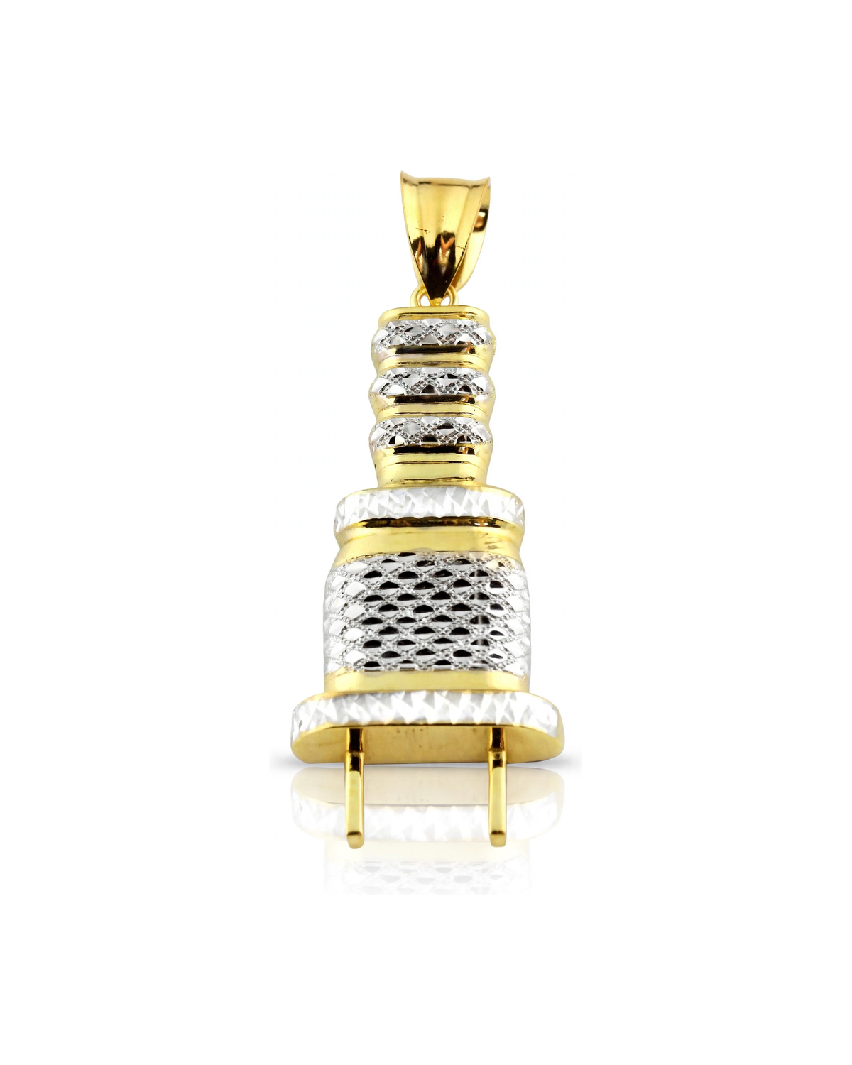Electrical Plug Two-Tone Pendant - 10K Gold