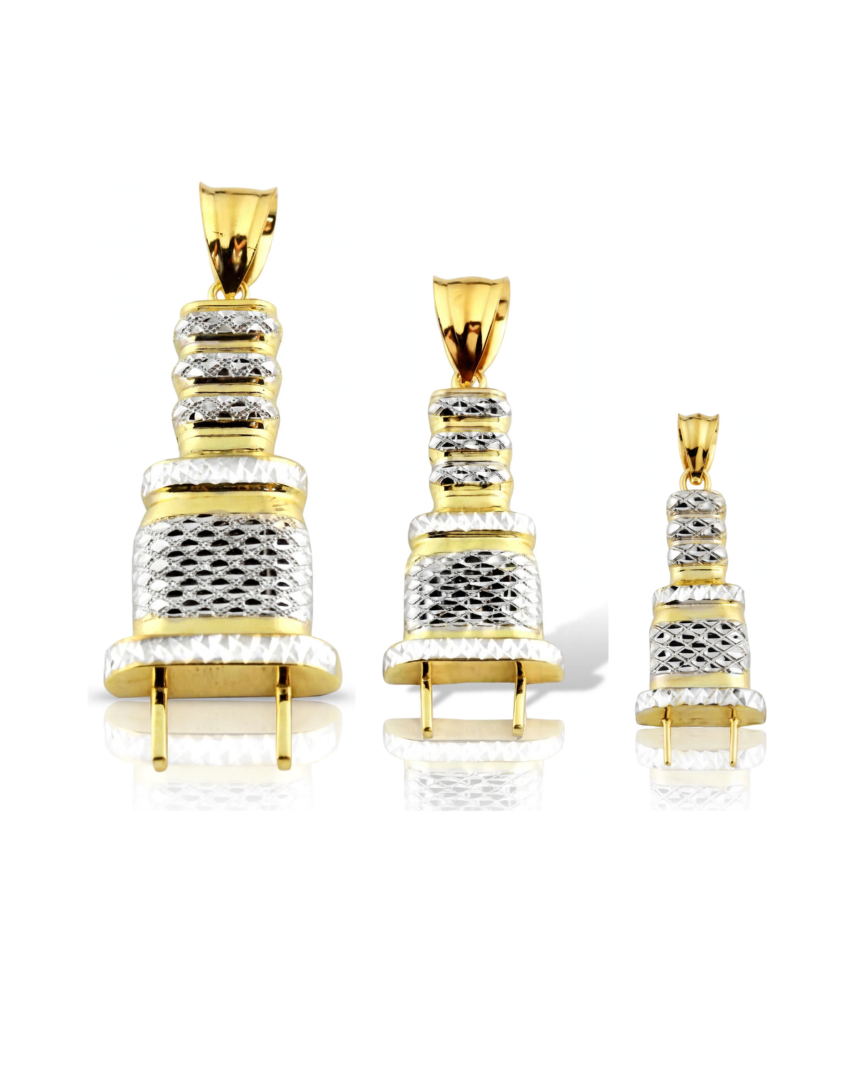 Electrical Plug Two-Tone Pendant - 10K Gold