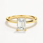 14K Emerald Solitaire — Flat Band Hidden Halo