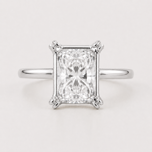 14K Elongated Cushion Solitaire — Double Prong