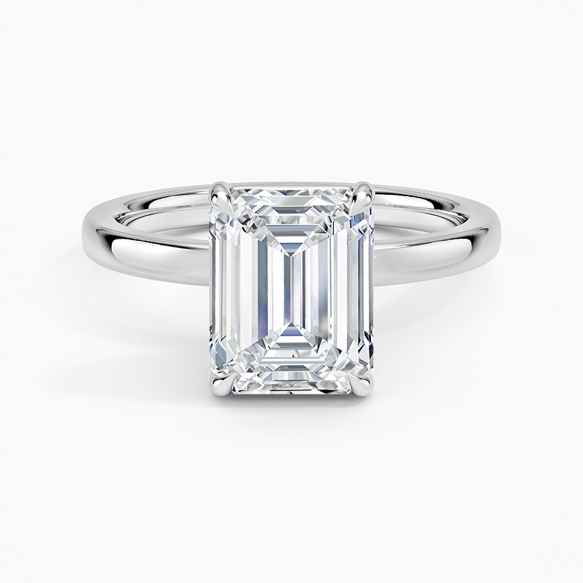 14K Emerald Solitaire — Flat Band