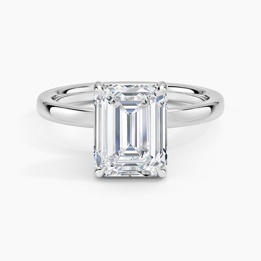 14K Emerald Solitaire — Flat Band