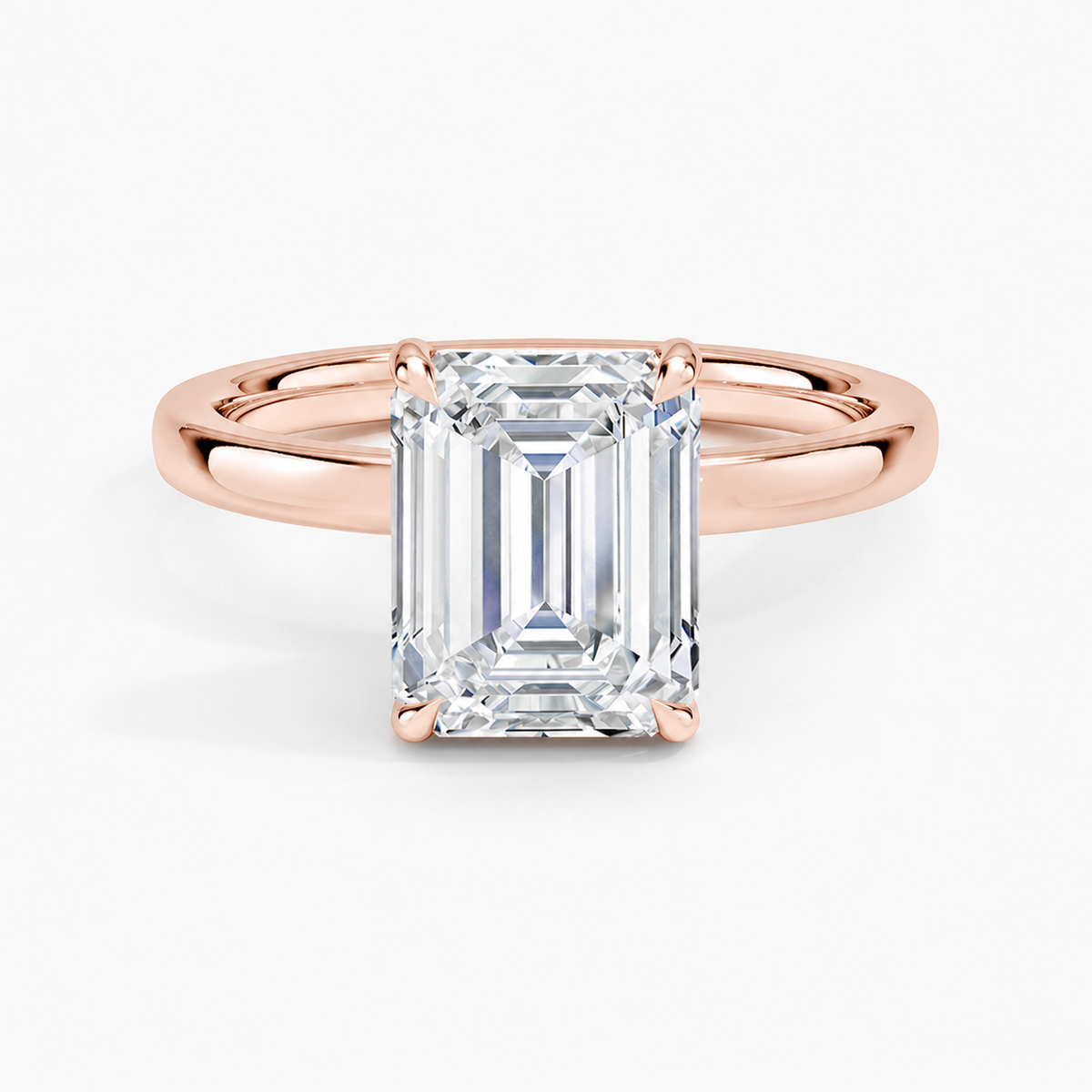 14K Emerald Solitaire — Flat Band