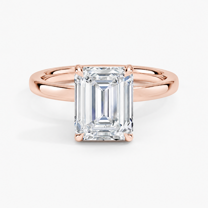 14K Emerald Solitaire — Flat Band