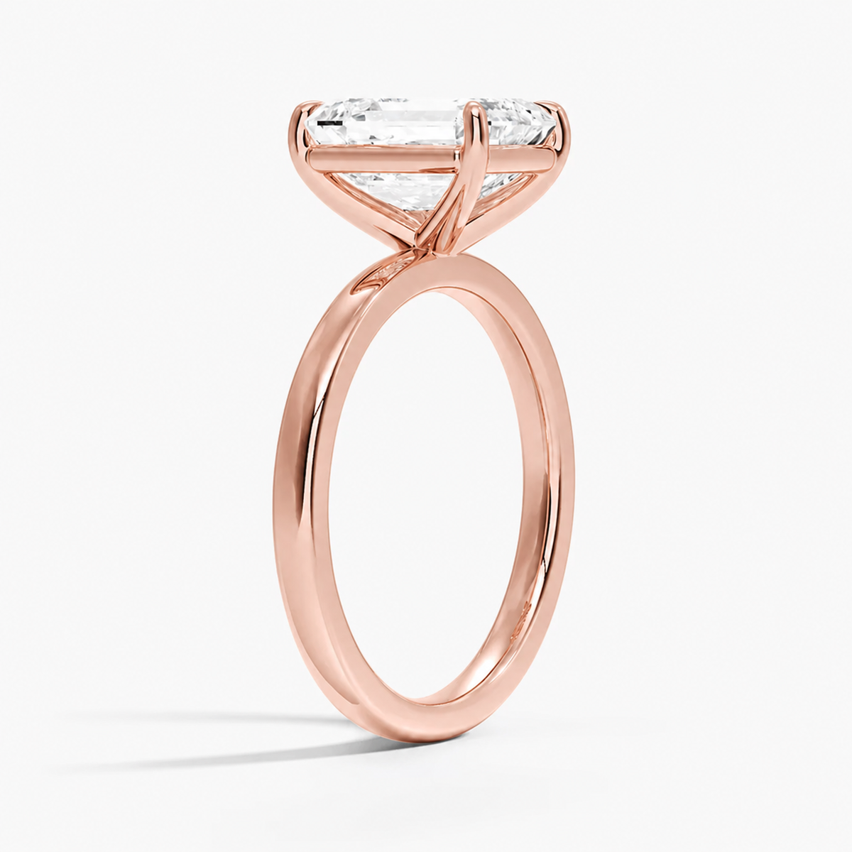 14K Emerald Solitaire — Flat Band