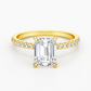 14K Emerald Solitaire — Hidden Halo Pave
