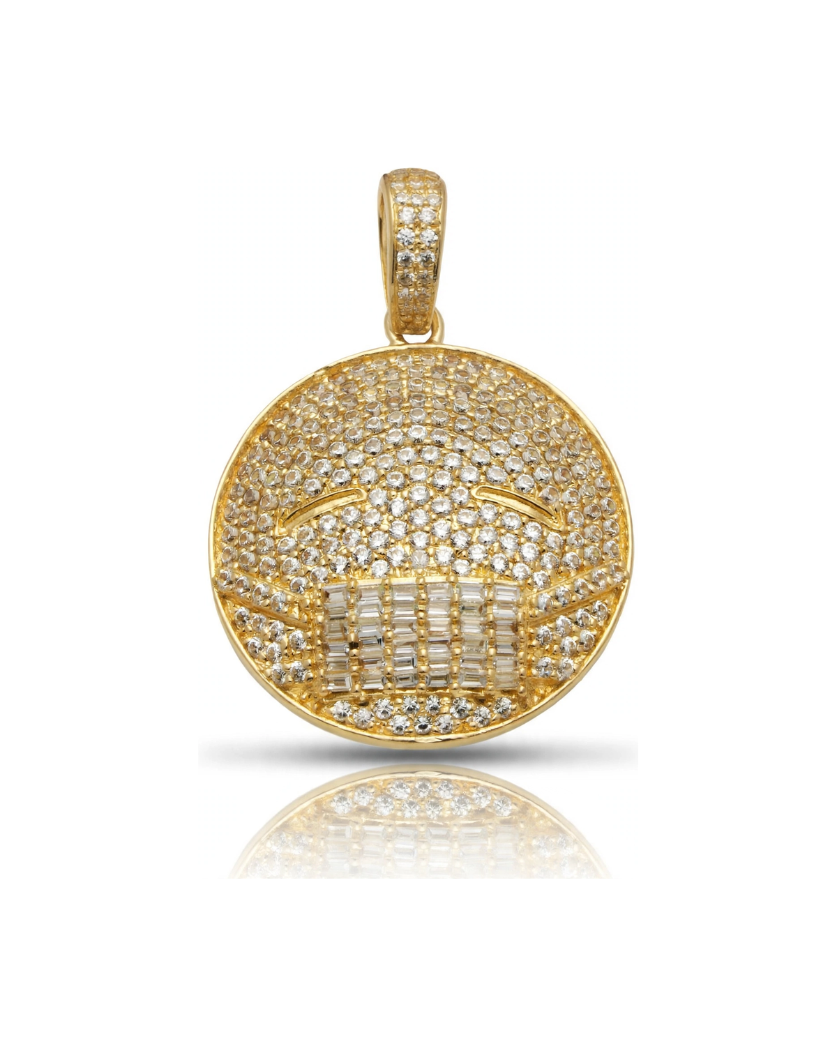 Emoji Face Pendant Full CZ - 10K Gold