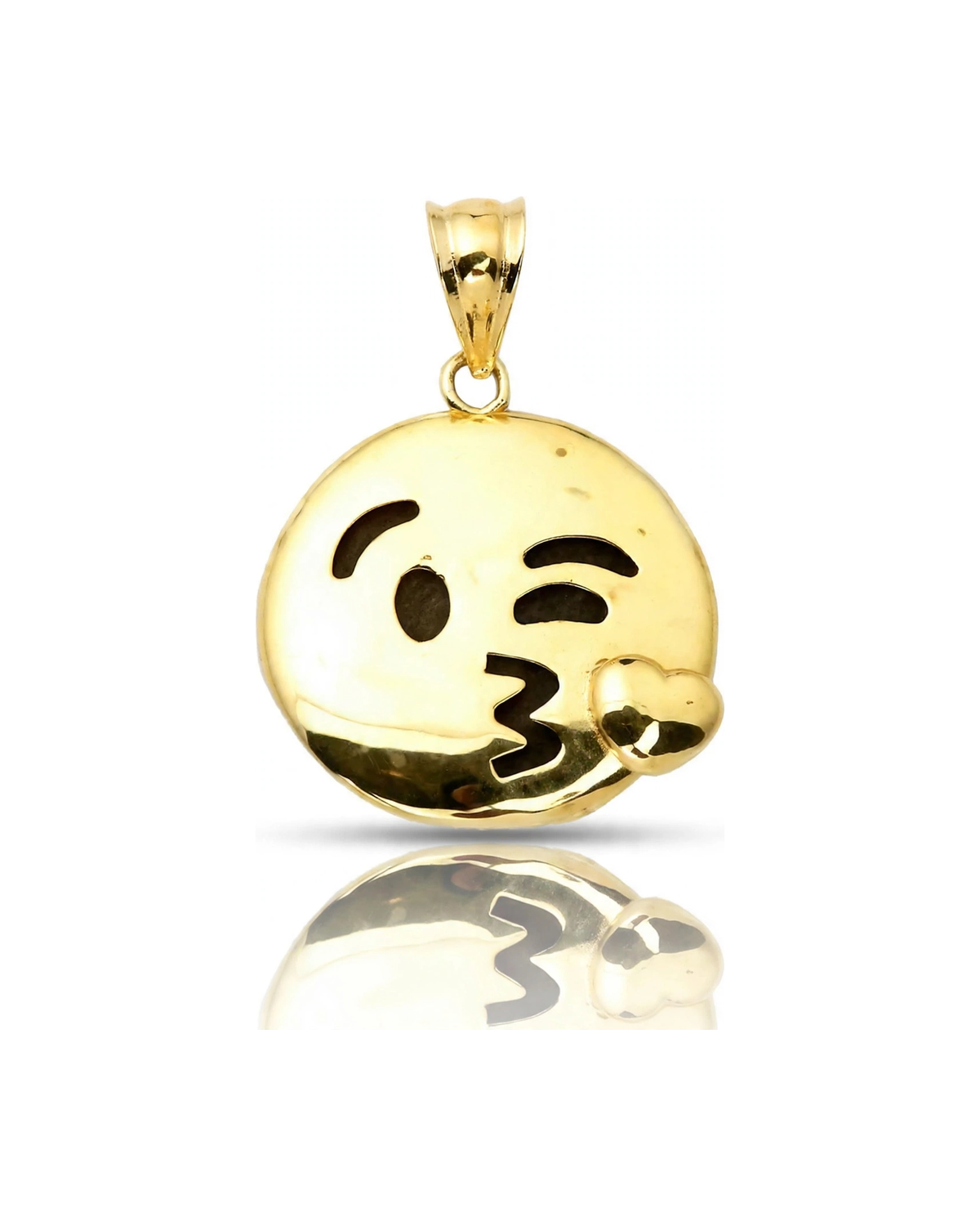 Emoji Pendant Kissing Face - 10K Yellow Gold